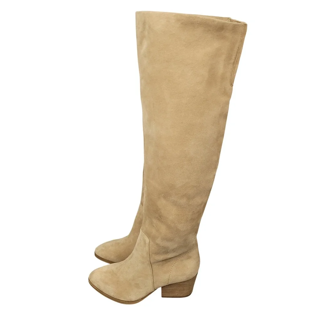 Vince Camuto Nestel Knee High Boots Womens Size 5M Tan Suede Western Fall Winter
